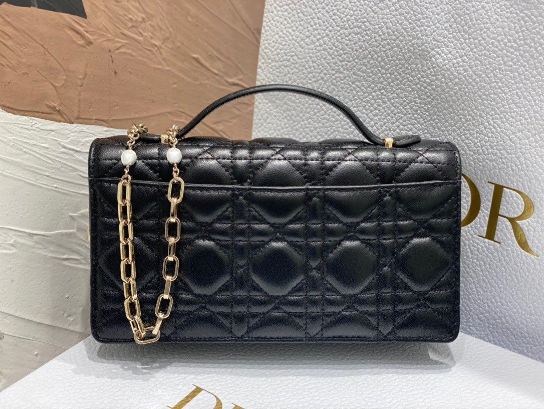 Dior Miss Dior Mini Bag In Black Cannage Lambskin