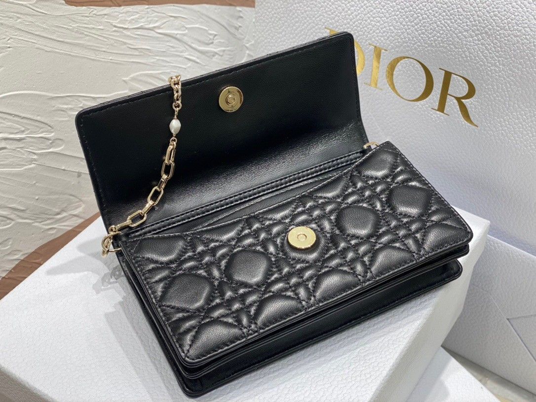 Dior Miss Dior Mini Bag In Black Cannage Lambskin