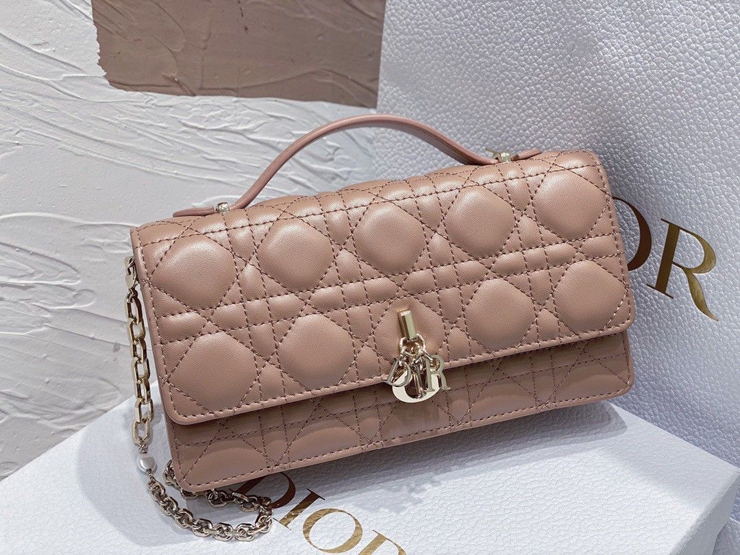 Dior Miss Dior Mini Bag In Poudre Cannage Lambskin