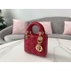 Dior Lady Dior Micro Bag In Red Cannage Lambskin