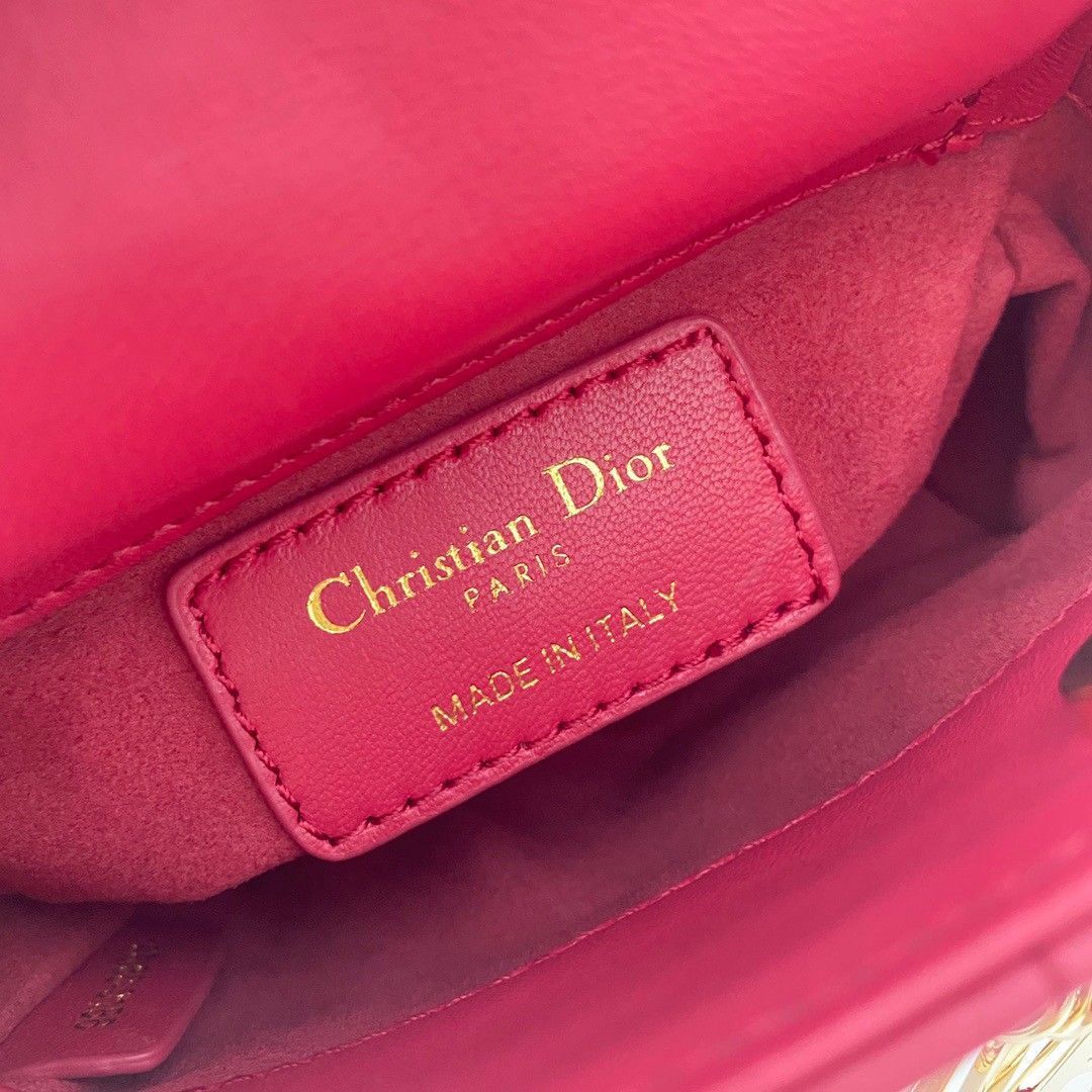 Dior Lady Dior Micro Bag In Red Cannage Lambskin