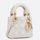 Dior Lady Dior Micro Bag In White Cannage Lambskin