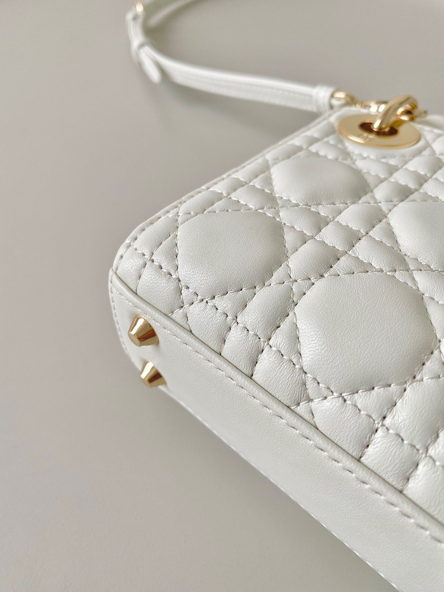 Dior Lady Dior Micro Bag In White Cannage Lambskin