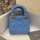 Dior Lady Dior Micro Bag In Blue Patent Cannage Calfskin