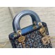 Dior Lady Dior Mini Chain Bag in Satin with Blue Bead Embroidery