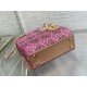 Dior Lady Dior Mini Chain Bag in Satin with Pink Resin Pearl Embroidery