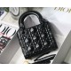 Dior Lady Dior Mini Bag In Black Calfskin with Diamond Motif