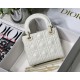 Dior Lady Dior Mini Bag In White Calfskin with Diamond Motif