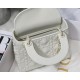 Dior Lady Dior Mini Bag In White Calfskin with Diamond Motif