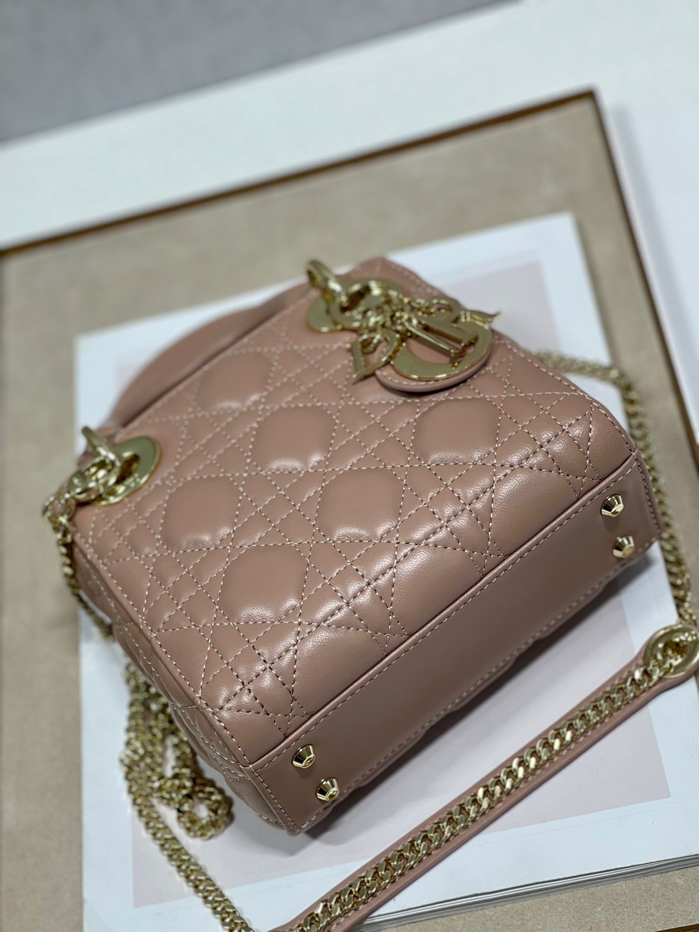 Dior Lady Dior Mini Bag with Chain in Blush Cannage Lambskin