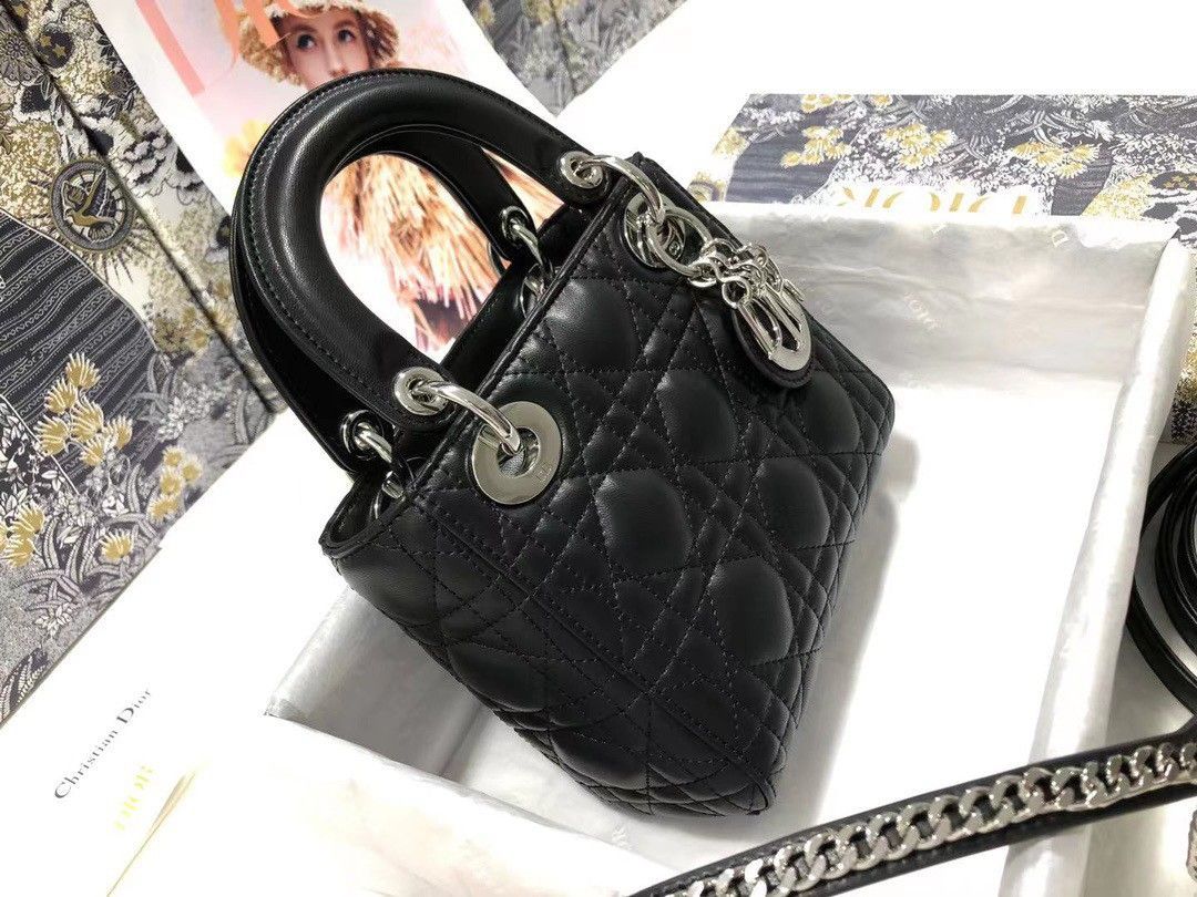 Dior Lady Dior Mini Bag with Chain in Noir Cannage Lambskin