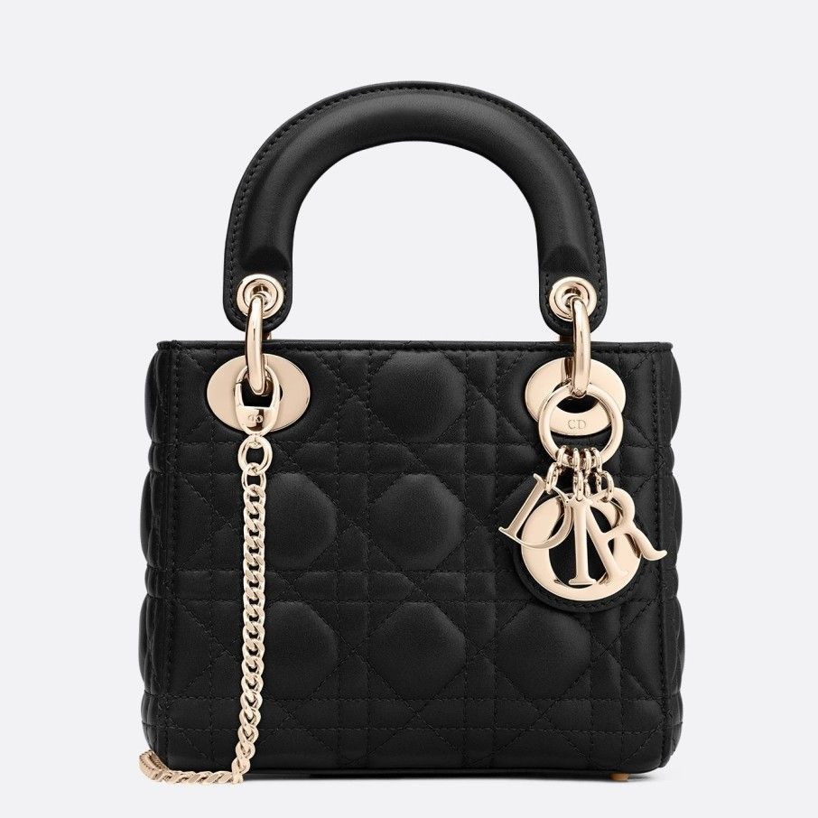 Dior Lady Dior Mini Bag with Chain in Black Cannage Lambskin