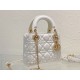 Dior Lady Dior Mini Bag with Chain in White Cannage Lambskin