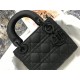 Dior Lady Dior Mini Chain Bag In Black Ultramatte Calfskin