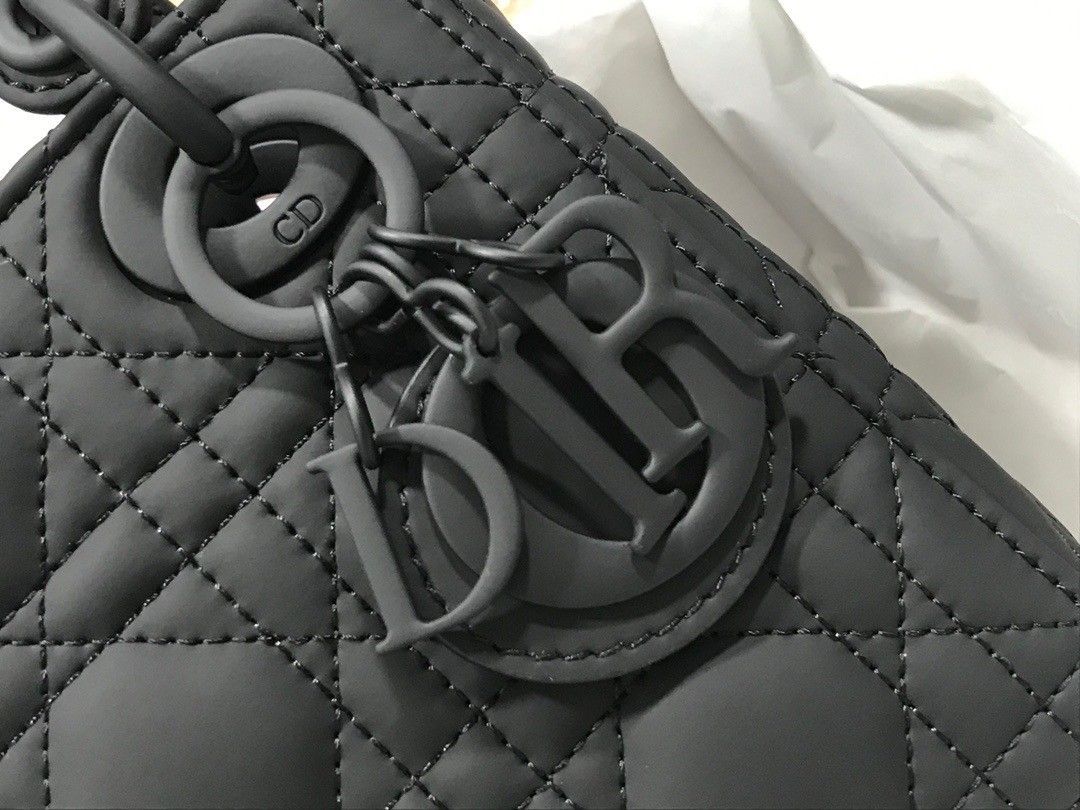 Dior Lady Dior Mini Chain Bag In Black Ultramatte Calfskin