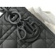 Dior Lady Dior Mini Chain Bag In Black Ultramatte Calfskin