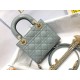 Dior Lady Dior Mini Chain Bag with Chain in Grey Patent Calfskin