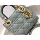 Dior Lady Dior Mini Chain Bag with Chain in Grey Patent Calfskin