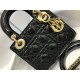 Dior Lady Dior Mini Chain Bag with Chain in Black Patent Calfskin