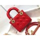 Dior Lady Dior Mini Chain Bag with Chain in Red Patent Calfskin