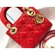 Dior Lady Dior Mini Chain Bag with Chain in Red Patent Calfskin