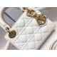 Dior Lady Dior Mini Chain Bag with Chain in White Patent Calfskin