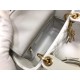 Dior Lady Dior Mini Chain Bag with Chain in White Patent Calfskin