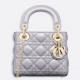 Dior Lady Dior Mini Chain Bag with Chain in Grey Pearlescent Lambskin