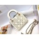 Dior Lady Dior Mini Chain Bag in White Lambskin with Star Embroidery