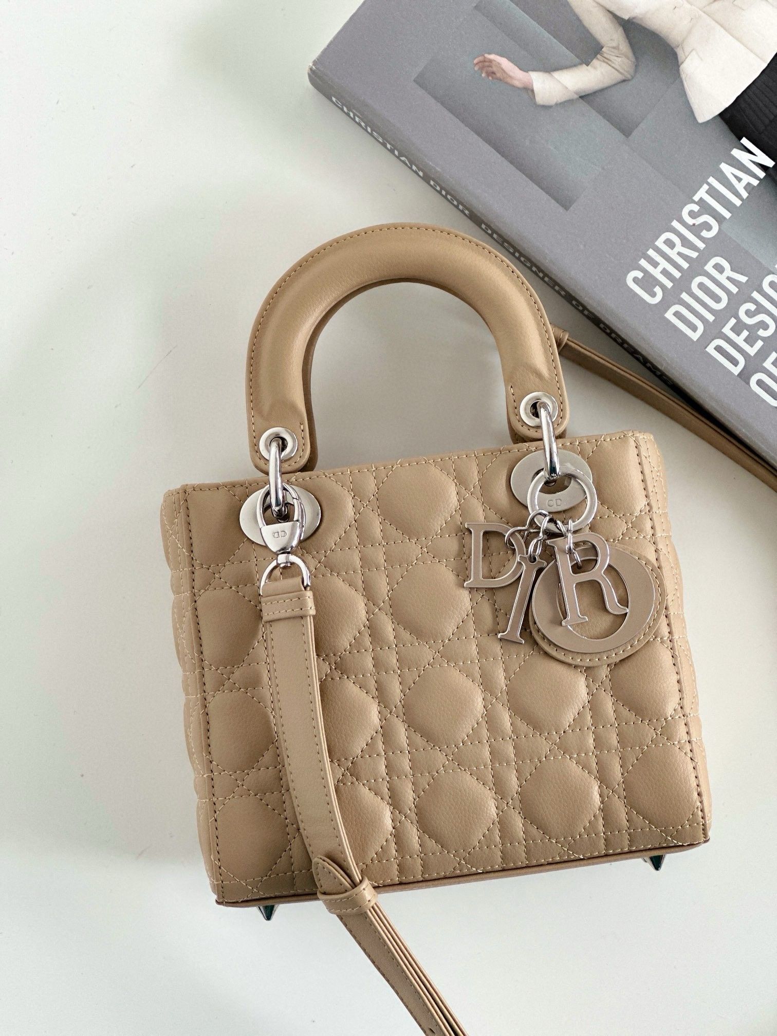 Dior Small Lady Dior My ABCDior Bag in Beige Cannage Lambskin