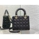 Dior Small Lady Dior Bag in Black Grained Cannage Calfskin