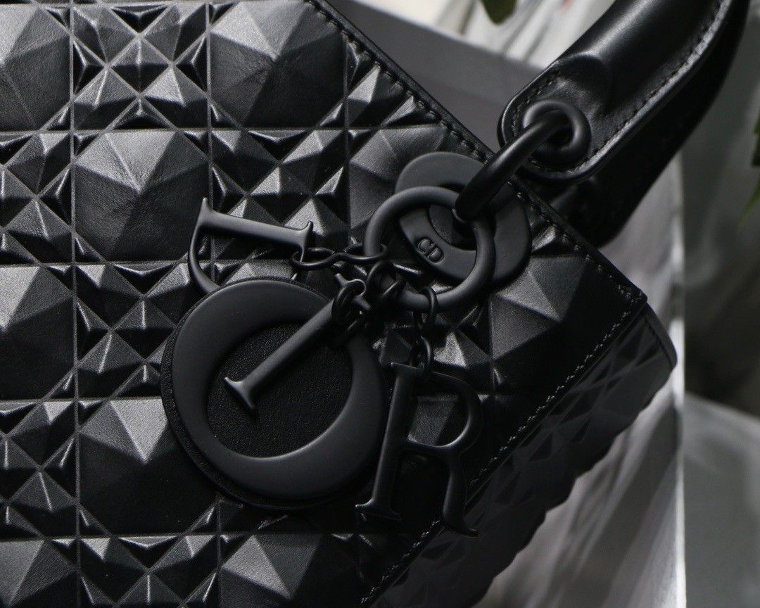 Dior Small Lady Dior My ABCDior Bag in Black Calfskin with Diamond Motif