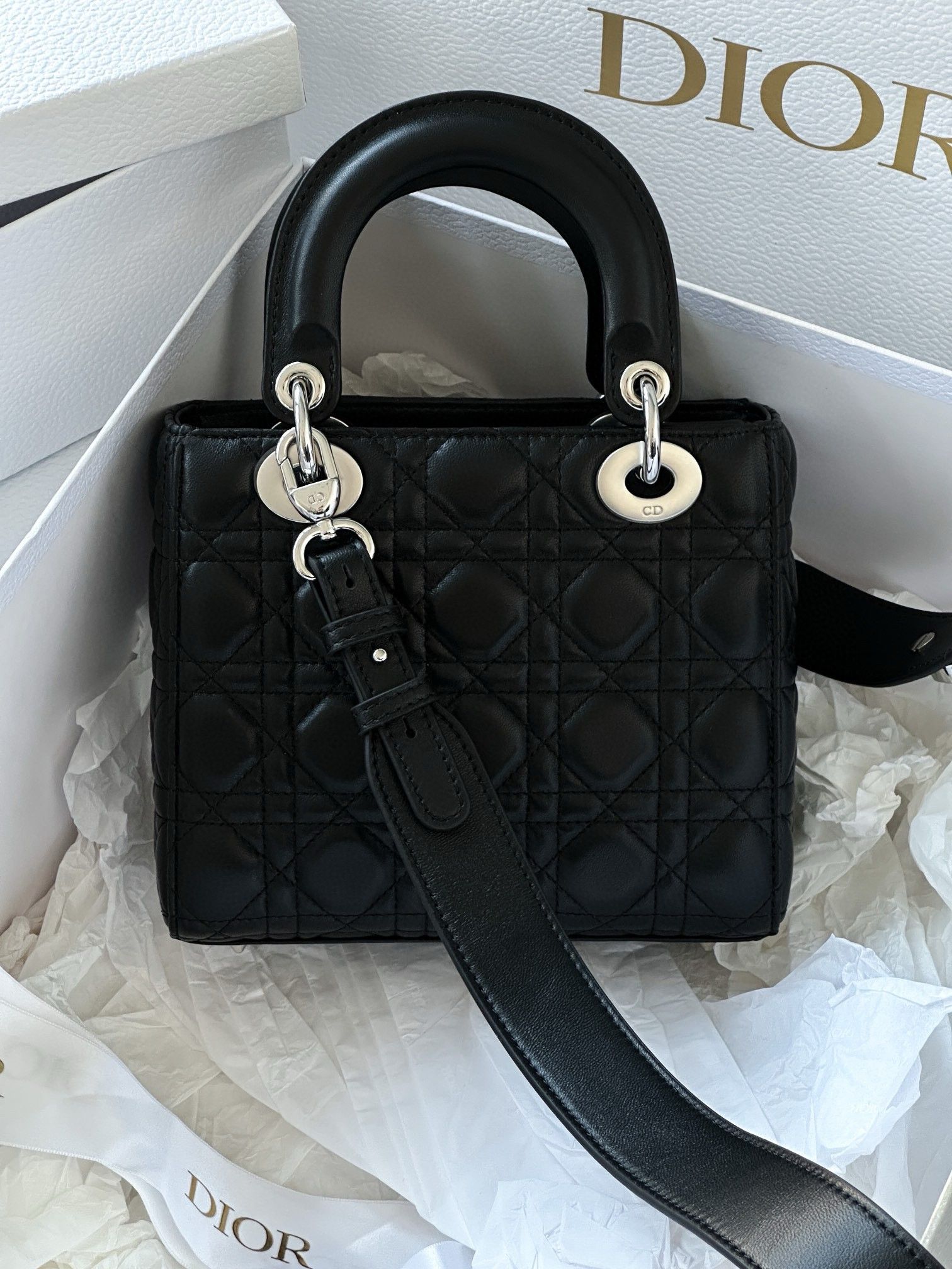 Dior Small Lady Dior My ABCDior Bag in Noir Lambskin