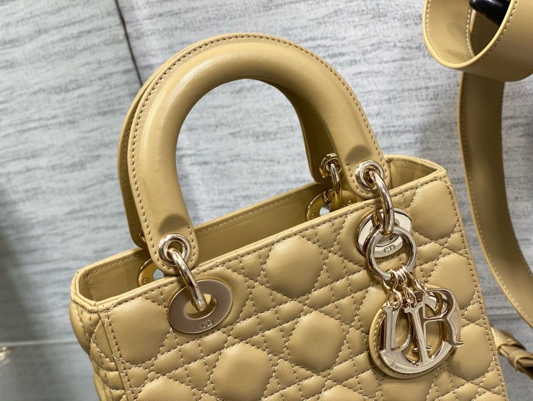 Dior Small Lady Dior My ABCDior Bag in Pastel Yellow Lambskin