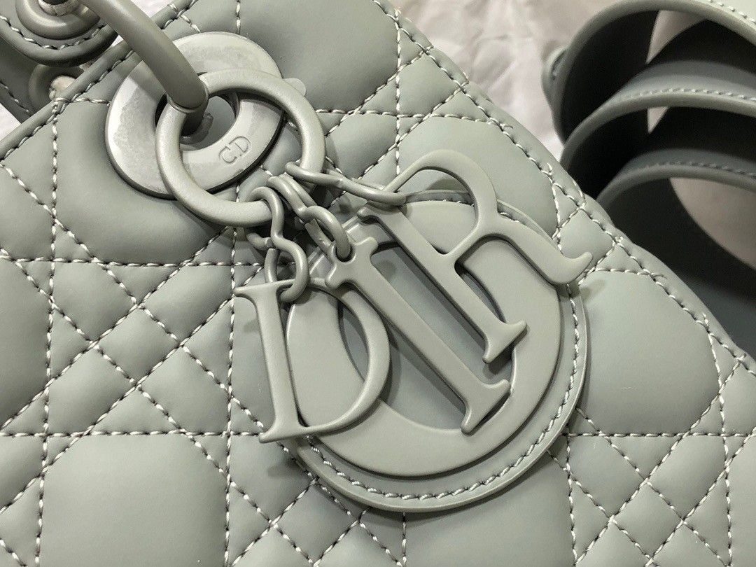 Dior Small Lady Dior My ABCDior Bag In Grey Ultramatte Calfskin