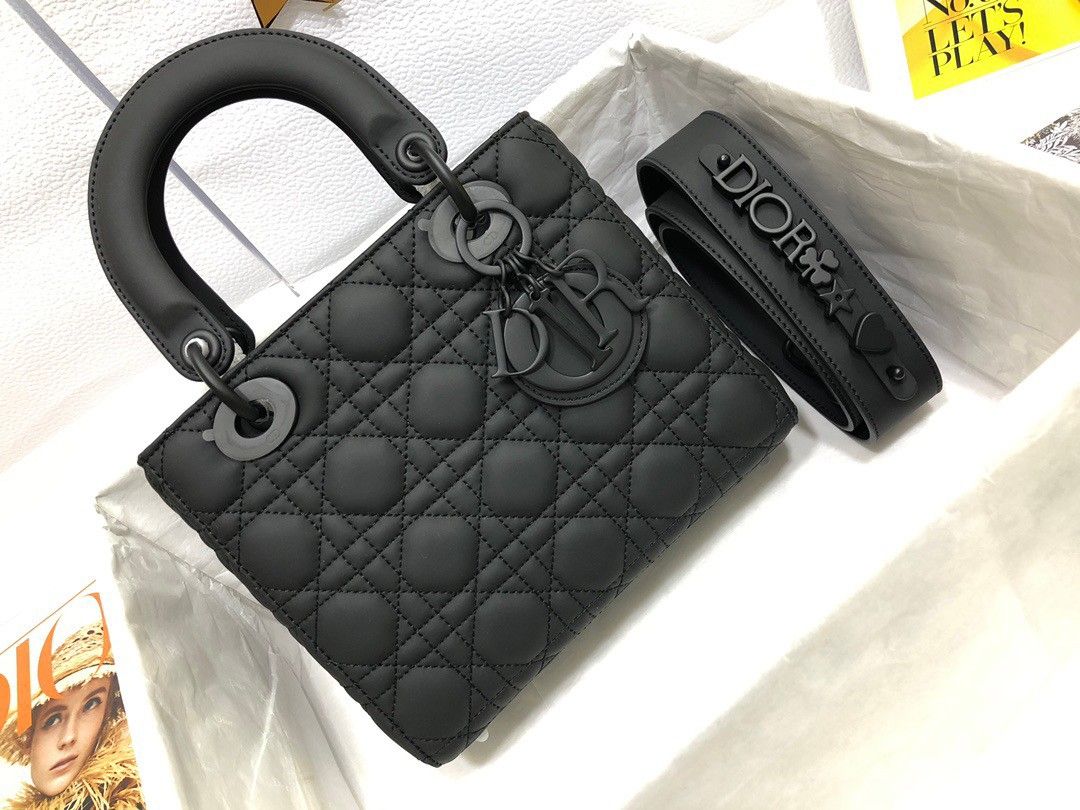 Dior Small Lady Dior My ABCDior Bag In Black Ultramatte Calfskin