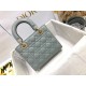 Dior Small Lady Dior Bag In Grey Patent Cannage Calfskin