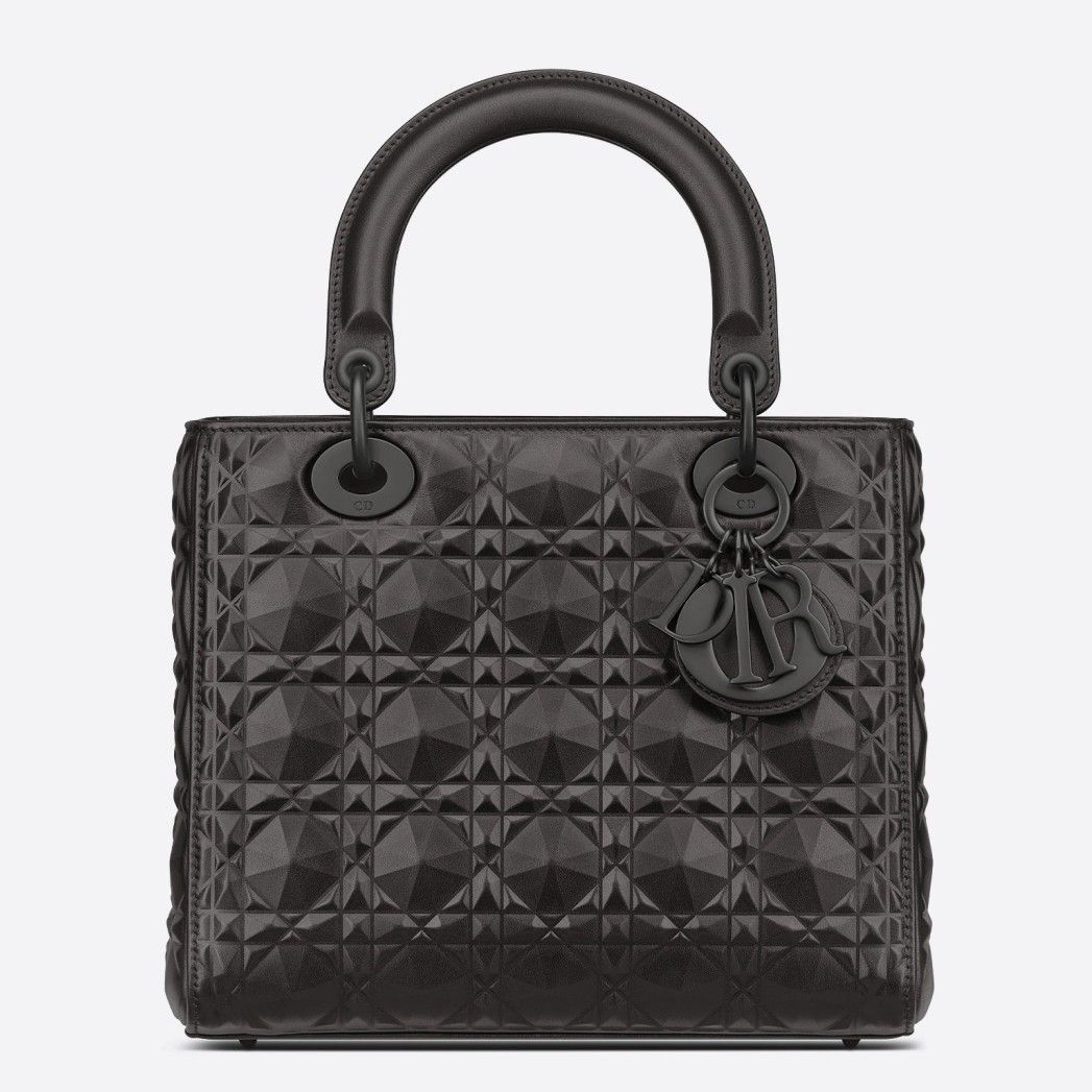 Dior Lady Dior Medium Bag In Black Diamond Calfskin