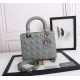 Dior Lady Dior Medium Bag in Grey Lambskin with Enamel Charm