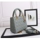 Dior Lady Dior Medium Bag in Grey Lambskin with Enamel Charm