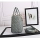 Dior Lady Dior Medium Bag in Grey Lambskin with Enamel Charm