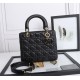 Dior Lady Dior Medium Bag in Black Lambskin with Enamel Charm