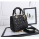 Dior Lady Dior Medium Bag in Black Lambskin with Enamel Charm