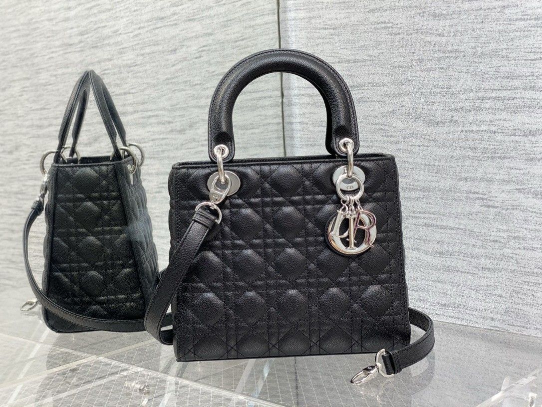 Dior Lady Dior Medium Bag in Black Grained Calfskin