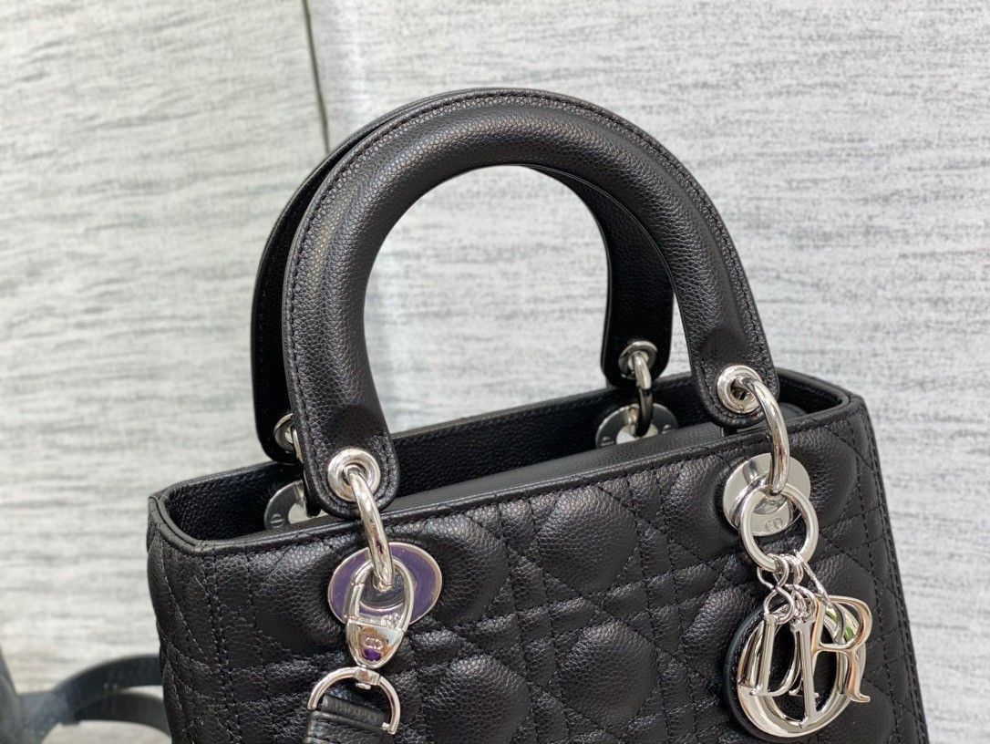 Dior Lady Dior Medium Bag in Black Grained Calfskin