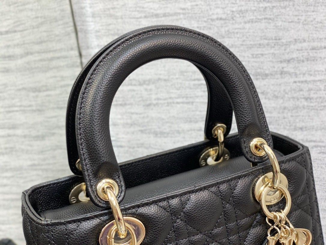 Dior Lady Dior Medium Bag in Black Grained Calfskin