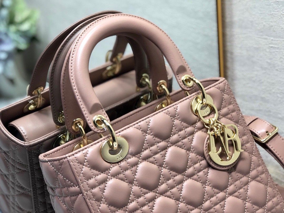 Dior Lady Dior Medium Bag In Blush Cannage Lambskin