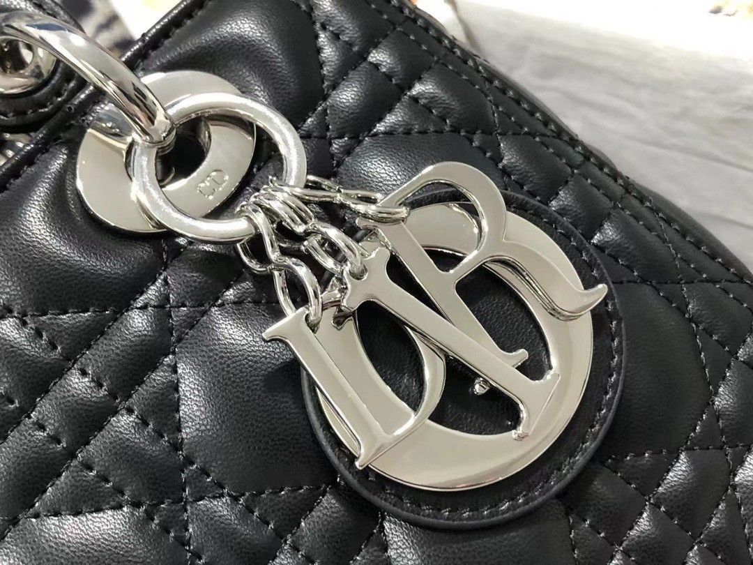 Dior Lady Dior Medium Bag In Noir Cannage Lambskin