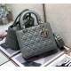 Dior Lady Dior Medium Bag In Grey Cannage Lambskin