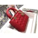 Dior Lady Dior Medium Bag In Red Cannage Lambskin